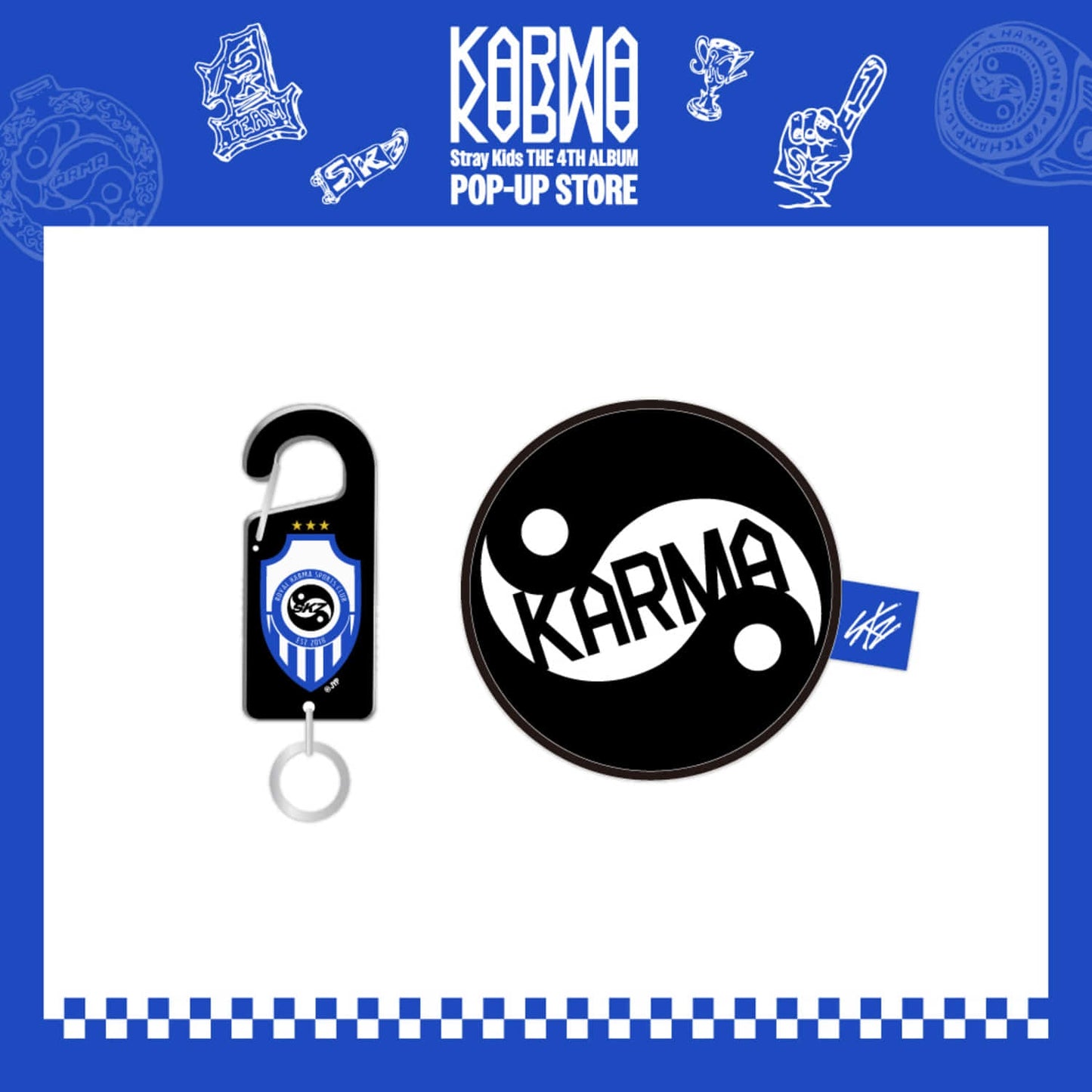 STRAY KIDS - KARMA POP UP STORE OFFICIAL MD ACRYLIC CARABINER & BALL POUCH SET